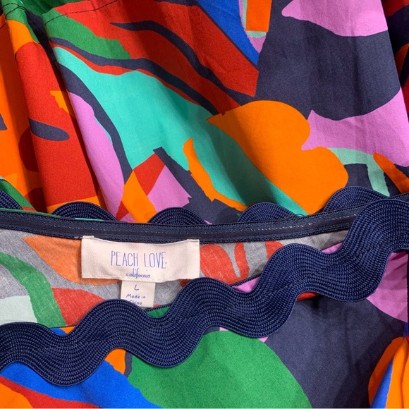 PEACE LOVE CALIFORNIA ADDIE ABSTRACT ONE SHOULDER TIERED MULTICOLOR MINI DRESS - Picture 12 of 16